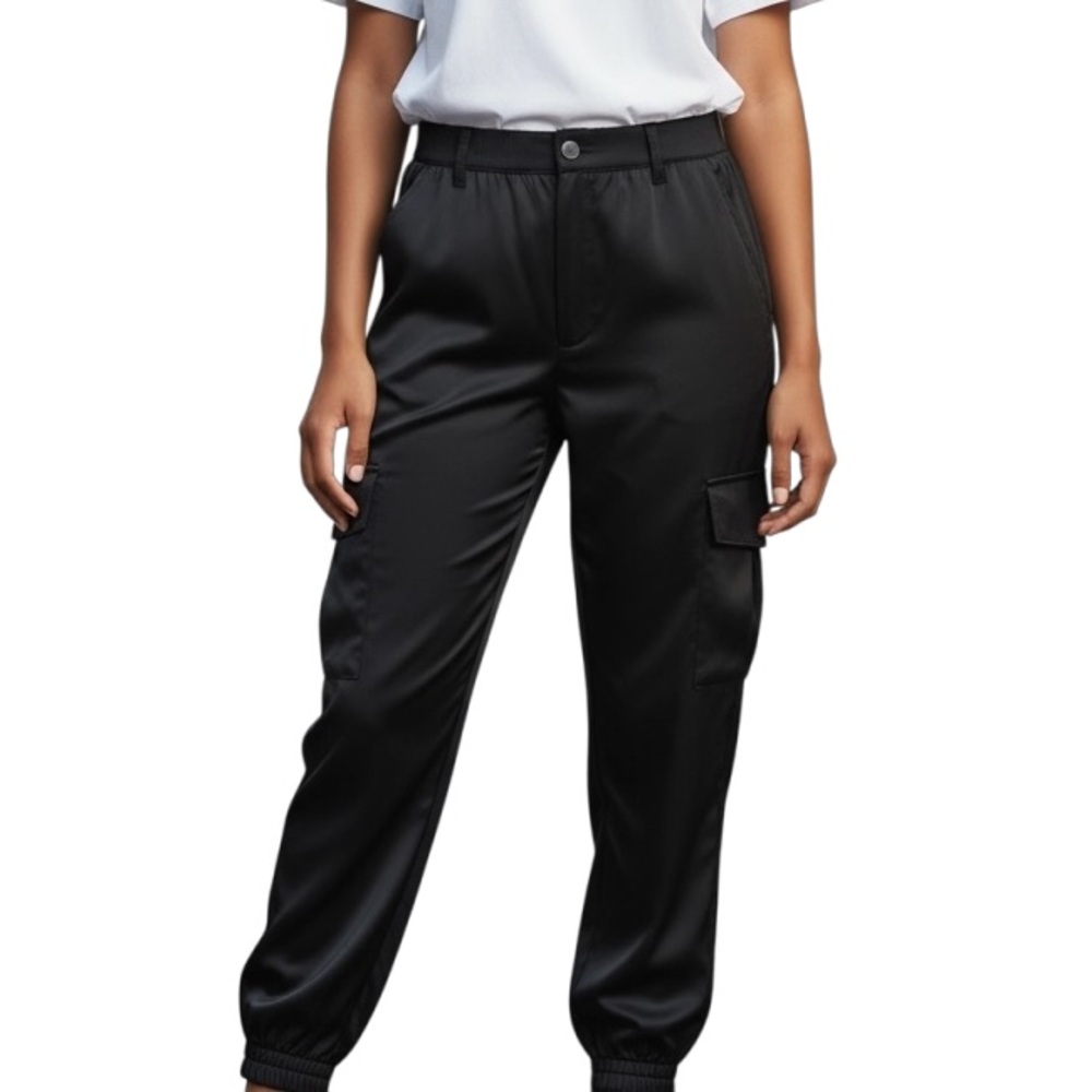 Zara Women's Cargo Lightweight Joggers Sz XS Black Comfort Lounge Office